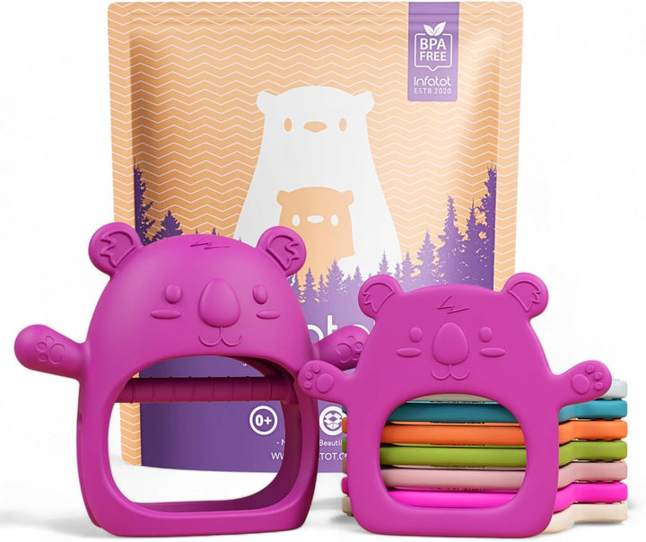 ® Teething Toys for Baby Gifts – Chipmunk Silicone Mitten Teether, Soothing Glove for Infants, Baby Toys 0-6 Months, Soft Chewable Teether Toy to Prevent Finger Sucking, CM Blue