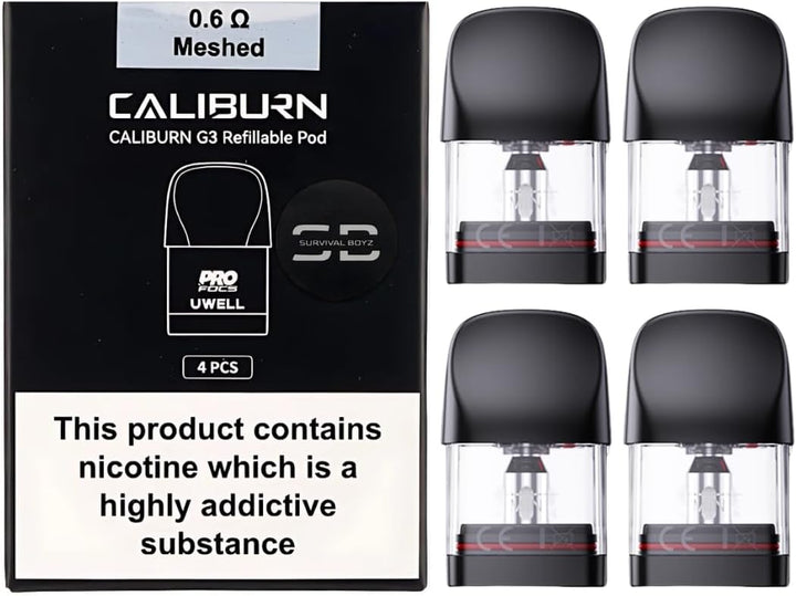 Uwell Caliburn G3 Pods (0.4Ohm) - 4 Pack - Compatible with Caliburn G3 & G4 Range - Available in 0.4,0.6,0.9,1.2Ω - No Nicotine