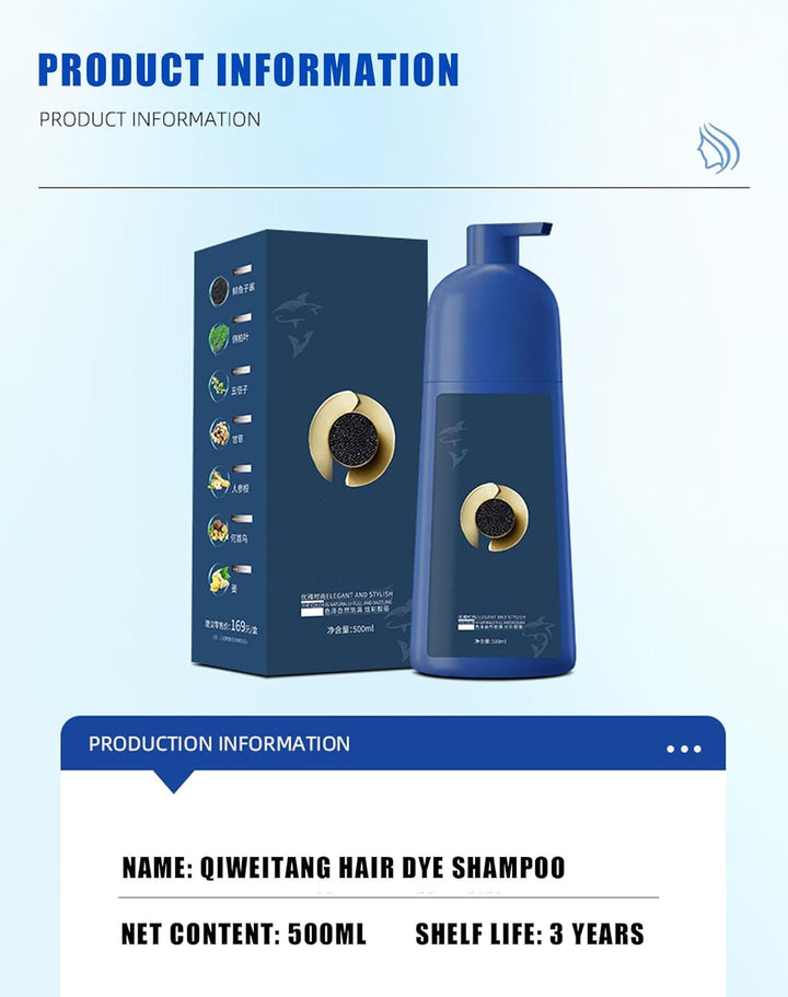 Hair Dye Shampoo for Women & Men​​ with ​​Caviar Protein​​ – Vibrant Long-Lasting Brown Tones ​​Plant-Based Coloring Cream​​ with Nourishing Care (Soft Black)