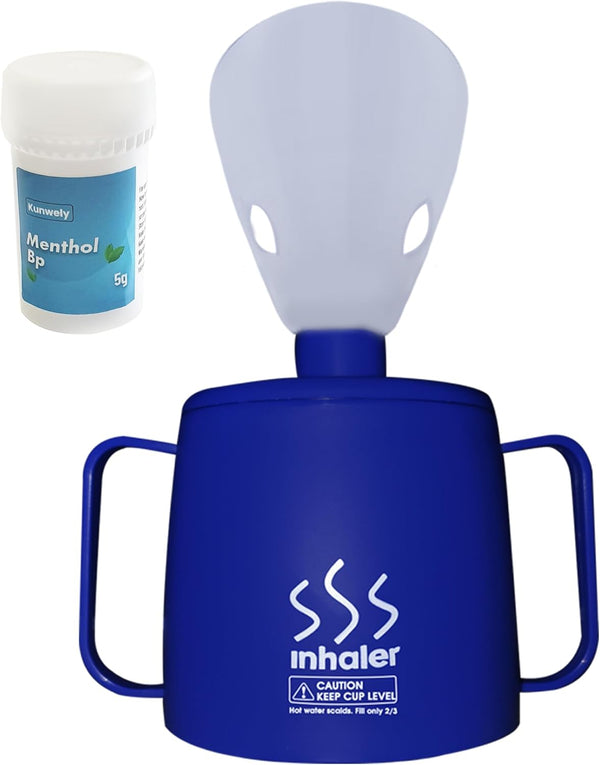Medisure Steam Inhaler Cup with Menthol Crystals (5G), Steam Inhaler for Colds, Coughs, Flu and Blocked Nose Relief - Suitable for Adult and Kids