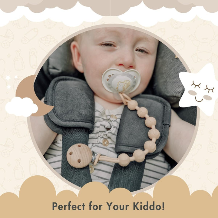 Baby Dummy Clip Girls - 2 Pcs Pacifier Clips and Soother Clips - Silicone Dummy Holder & One-Piece Soother Chains for Babies & Newborns