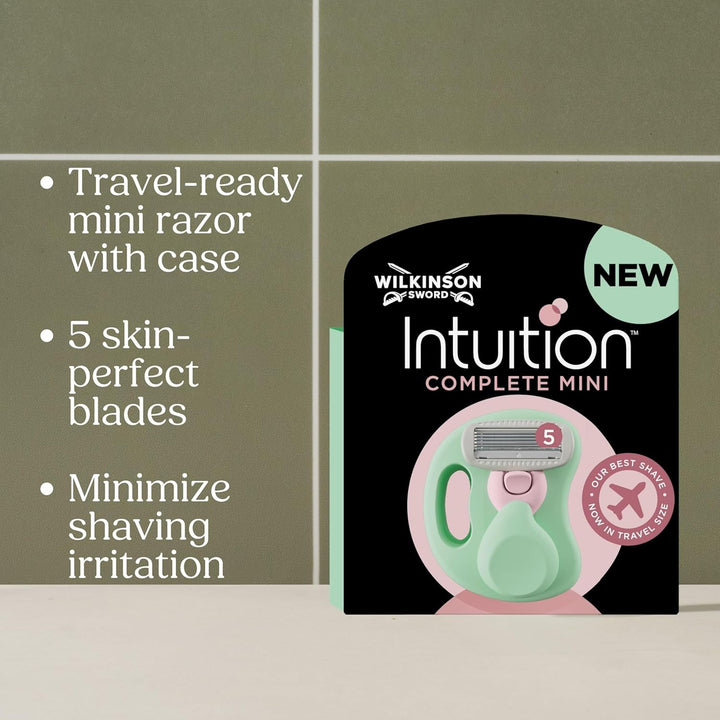 Intuition Complete Women'S Mini Razor with Travel Case, for Tricky Zones like Bikini Line, Armpits, Knees & Ankles, with Skin Protect Gel for Smooth Shave