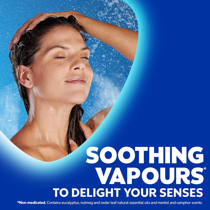 Vapo Shower - Shower Tablets with Soothing Vapors – Infused with Menthol and Camphor Scents– Contains Natural Essential Oils: Eucalyptus, Nutmeg and Cedar Leaf – Non Medicated Vapors - 5 Tablets