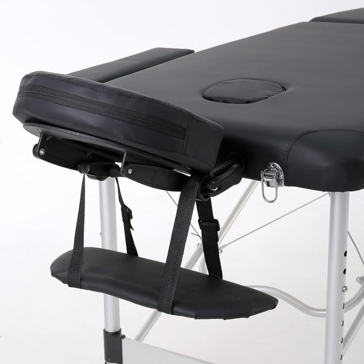 Portable Massage Table Folding Lightweight Beauty Salon Spa Bed Therapy Couch (Black, 60Cm Width 3 Section Aluminum)