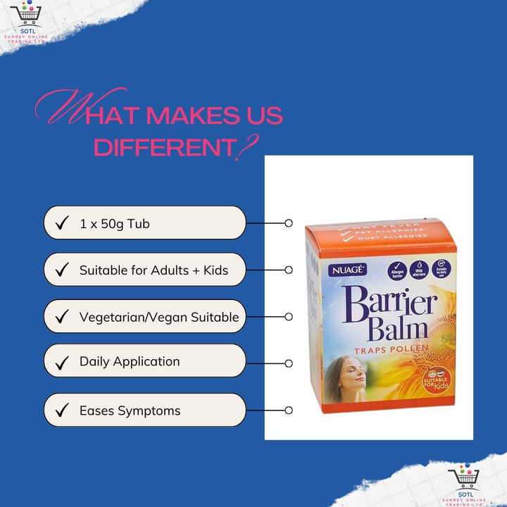® Nuage Hayfever & Allergen Barrier Balm Traps Pollen Adults Children Vegan Vegetarian Friendly Aloe Vera Extract