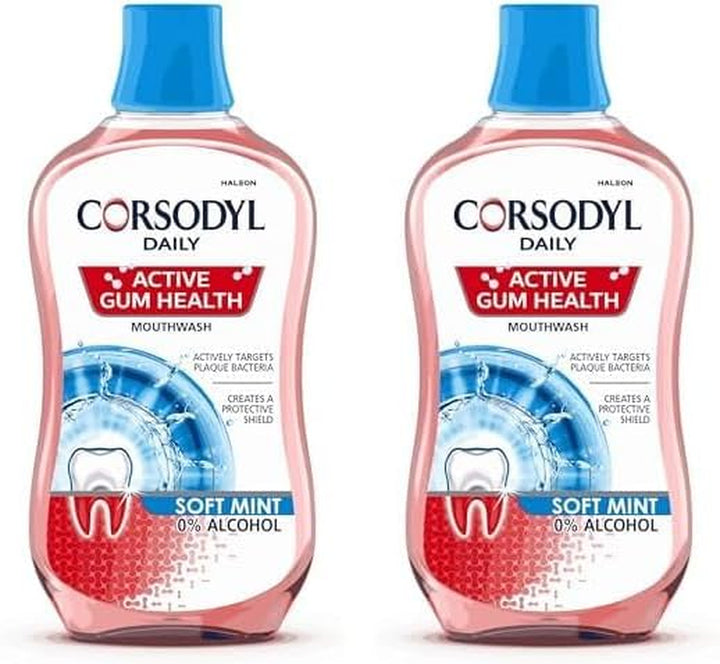 Mouthwash Daily Active Gum Health, Fluoride Mouthwash, Alcohol Free, Soft Mint, 500Ml