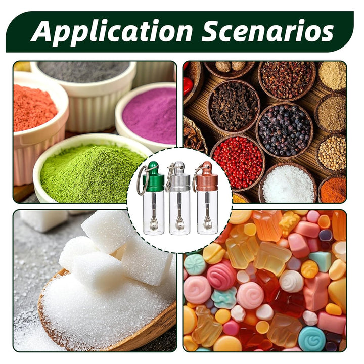 6Pcs Bottle with Spoon, Practical Vial with Spoon Kit, Waterproof Premium Glass Vial for Outdoor Travel(Transparent)