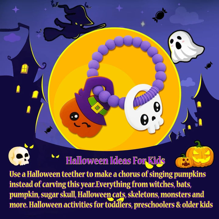 Pumpkin Teethers Cute Ghouls Ring Teethers Silicone Baby Teether,Girl or Boy Halloween Teethers,Nightmare before Halloween Gifts
