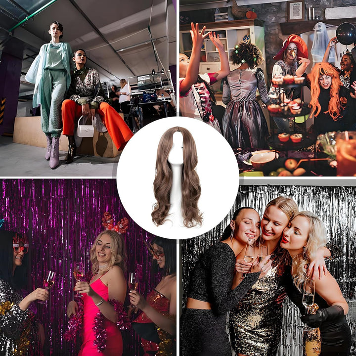 1 Pcs Ladies Wigs, 65 Cm Long Curly Ladies Fancy Dress Synthetic Hair Brown Wigs for Women Charming Full Hair Long Replacement Brown Curly Cosplay Party, Daily Use