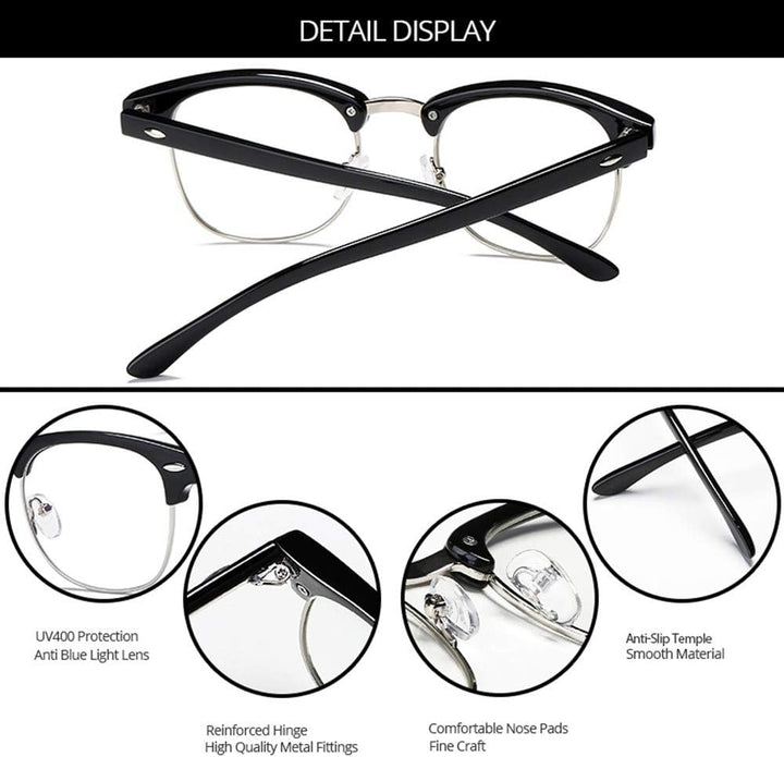 Blue Light Blocking Glasses Computer Reading Glasses Retro Eyeglasses Frame anti UV Transparent Lens anti Eye Fatigue Lightweight Fashion Professional Unisex for Smartphone Screens Computer TV