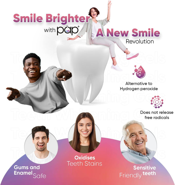 New & Upgraded  Teeth Whitening Gels 8 Refills - Sensitivity & Peroxide-Free - Pap+ Teeth Whitening Gel -Enamel-Safe Syringes - Vegan Stain Remover Gel with Chamomile Not Teeth Whitening Strips