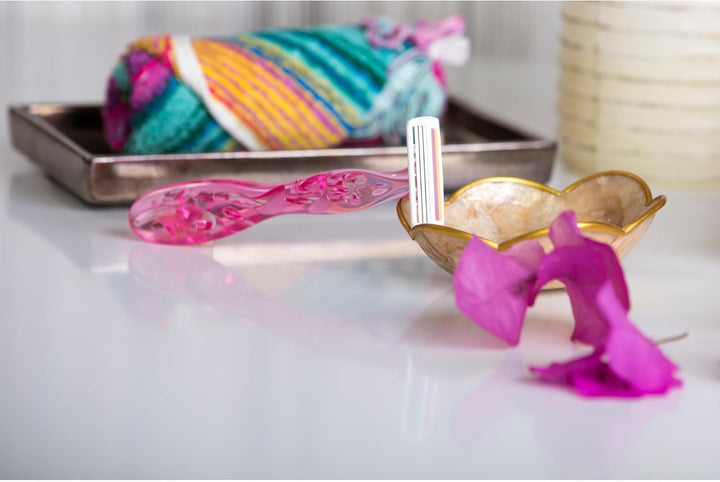 Miss Soleil Colour Collection, Triple Blade Razor for Women, Stainless Steel Blades, with Flower Designed Handles, Pack of 8