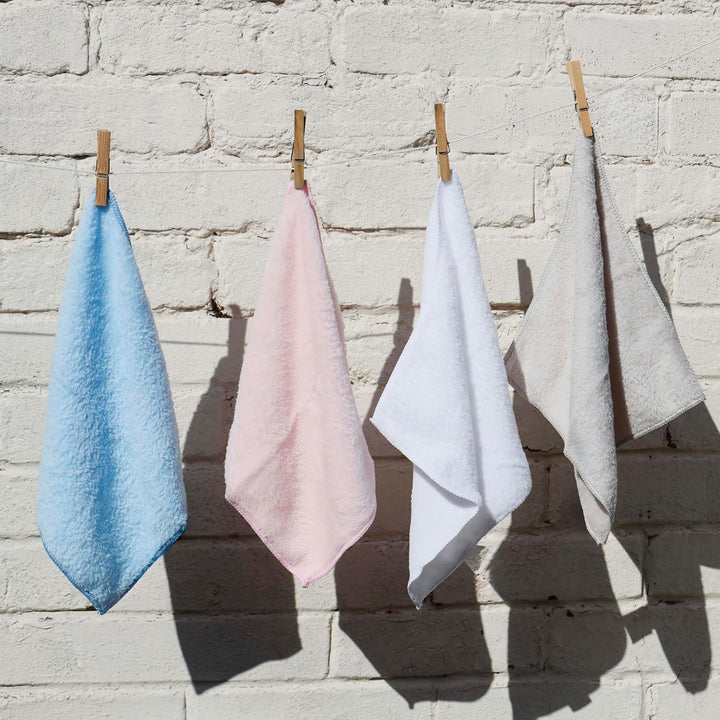 3 Pack Microfiber Super Soft Baby Face Wash Cloths, 28 X 28Cm Washable & Reusable Unscented Flannels, Multipack Pink and White, Ideal for Wiping and Cleaning Hands and Face (Blue)