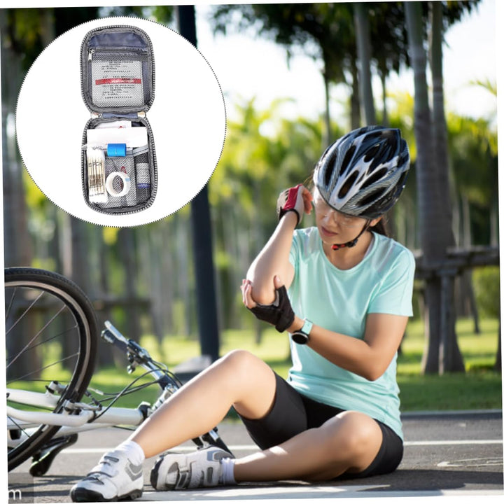 Travel First Aid Kit Pouch Empty Mini Pill Storage Bag Emergency Box for Camping Hiking Wine Red First Aid Kits