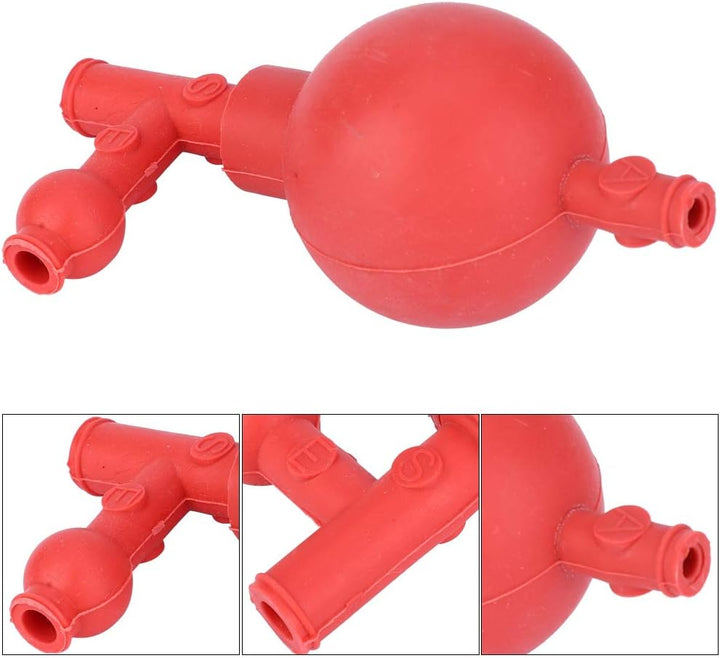 2 Pcs Suction Bulb Quantitative Ear Sucking Washing 3 Way Rubber Bulb for Laboratory Industrial Agricultural Research Food Red