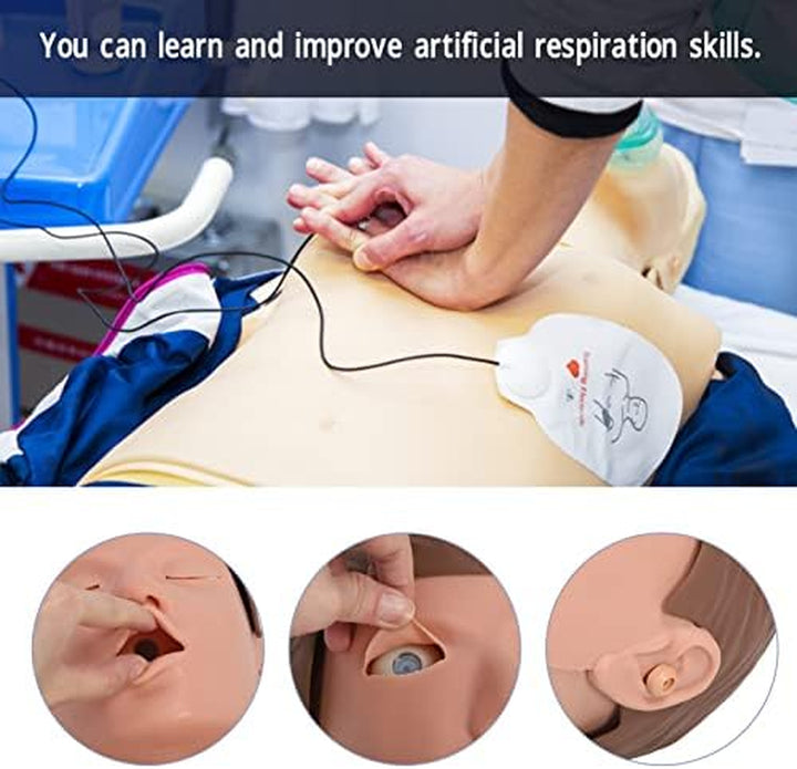 Cardiopulmonary Resuscitation Training Mannequin Rubber Half Body Artificial Respiration Human Model for First Aid Training Patient Education Teaching