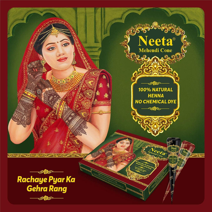 Natural Henna Mehandi Cone for Hand Designing, Wedding 12 Pcs in 1 Box (Pack of 1)