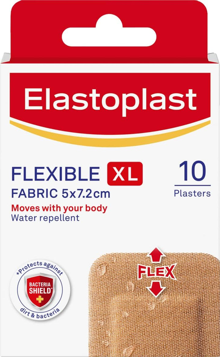 Fabric Cut to Size Plasters (1M X 6Cm), Extra Flexible Wound Care, Moves with the Body, Water-Repellent & Breathable Large Plasters Help Protect Wounds, 10 Strips