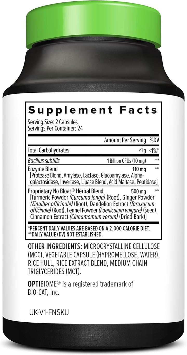 No Bloat - Probiotics, Digestive Enzymes - Ginger, Dandelion, and Lactase to Improve Digestion (48 Count)