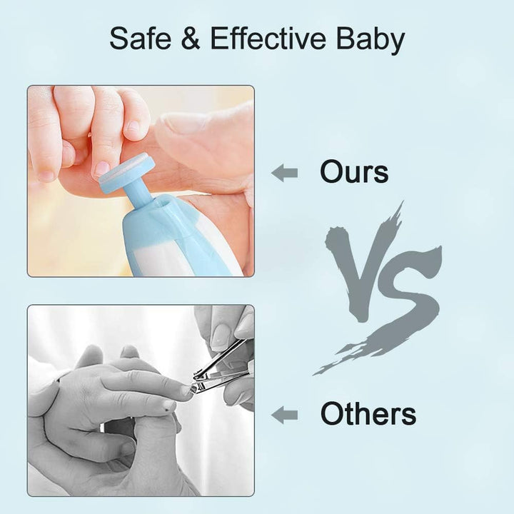 Baby Nail File,  Electric Baby Nail Clipper with LED Front Light - Safe and Quiet, Baby Nail Trimmer with 6 Grinding Heads for Newborn, Infant Toddler Kids