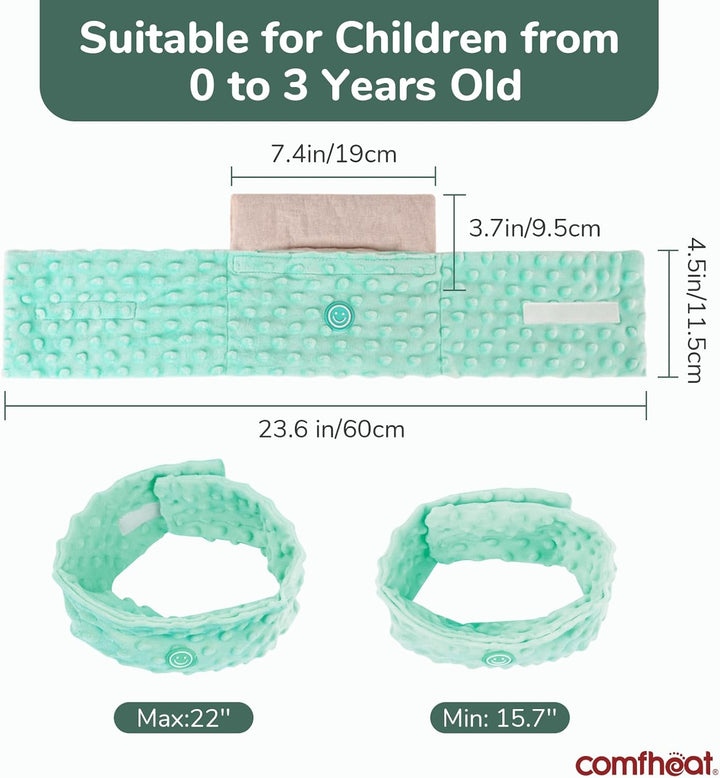 Colic Relief for Babies Belt, Flaxseed Heated Tummy Wrap, Baby Belly Wrap Swaddling Belt with Soothing Warmth, Natural Relief for Upset Stomach in Babies and Toddlers, 0-3 Years (Green)