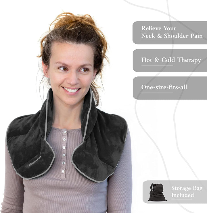 Wheat Bags Microwavable Neck and Shoulder (1.5Kg) - Heavy Lavender Heat Pads for Neck, Shoulder, Back Pain, Period Pain, and Stress Relief - Durable, Soothing Microwave Heat Pad (Dark Grey)