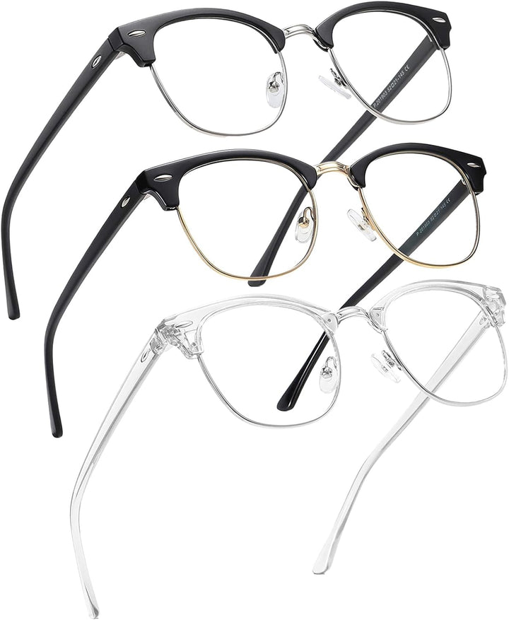 2 Pack Blue Light Blocking Glasses, anti Blue Light Gaming Glasses, Retro Fashion Frame Non-Prescription Lens, anti Fatigue Headache Computer Screen Glasses for Women and Men,Unisex round Glasses