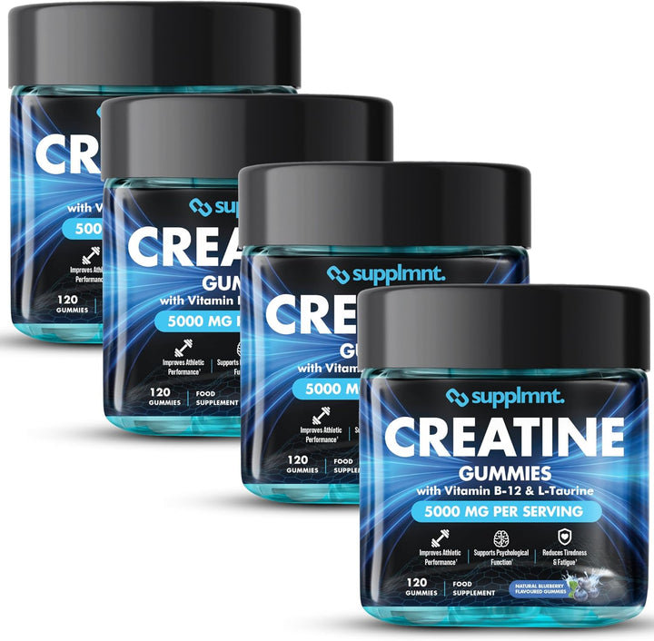 Creatine Gummies 5000Mg Lab-Tested 120Ct Max Strength Muscle Growth/Recovery Supplements for Men & Women Creatine Monohydrate B12 & L-Taurine Vegan Gym Pre Workout Gummies, (Blueberry)