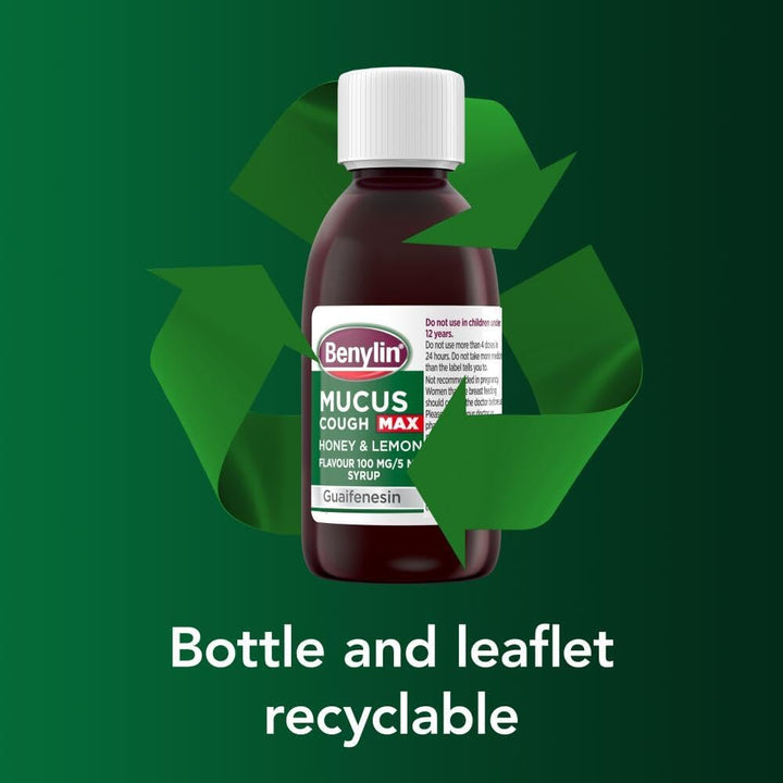 Mucus Cough Max - Honey and Lemon Flavour, Helps Reduce Cough Intensity from Day 1 - Cough Medicine for Adults - 100 Mg/5 Ml Syrup, 300 Ml (Pack of 1)