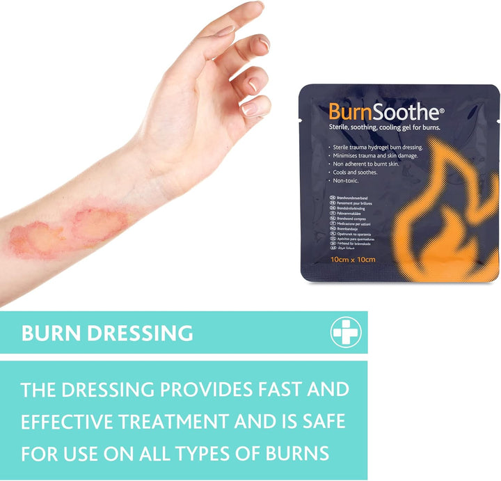Cooling Gel Immediate Dressing for Burns in First Aid Sterile Burns Soothing, Non-Adherent, Non-Toxic, Minimize Trauma and Skin Damage, 10 Cm X 10 Cm, (Pack of 10)