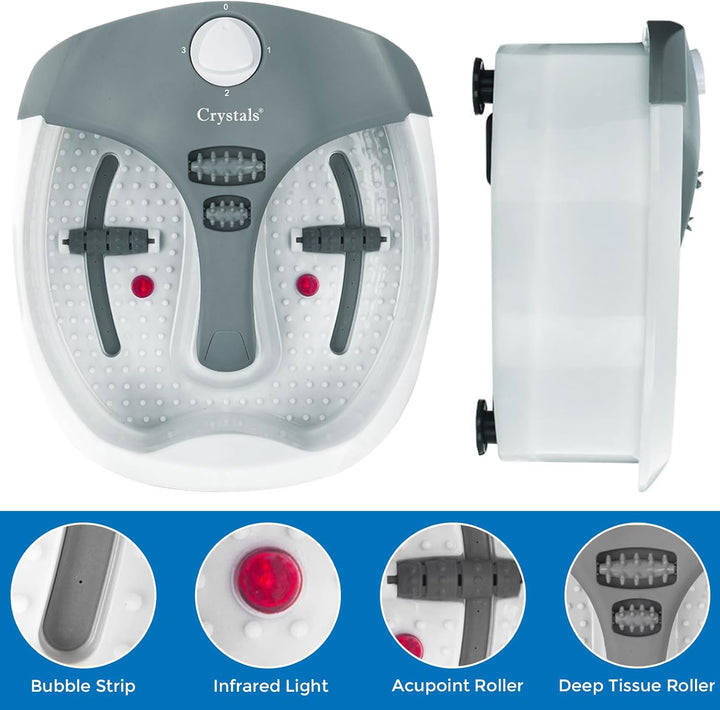 Foot Spa and Massager Pedicure Bath with Electric Temperature Controller Heater, Bubbles, Soothing Vibration Massage Rollers, Infrared Lights for Tired Feet Therapeutic, 80 Watt