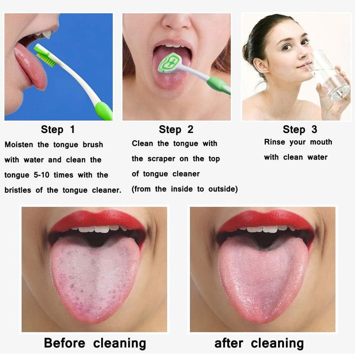 Tongue Brush, Tongue Scraper, Tongue Cleaner, Tongue Brushes Helps Fight Bad Breath, 3 Tongue Scrapers (Blue&Green&Red)