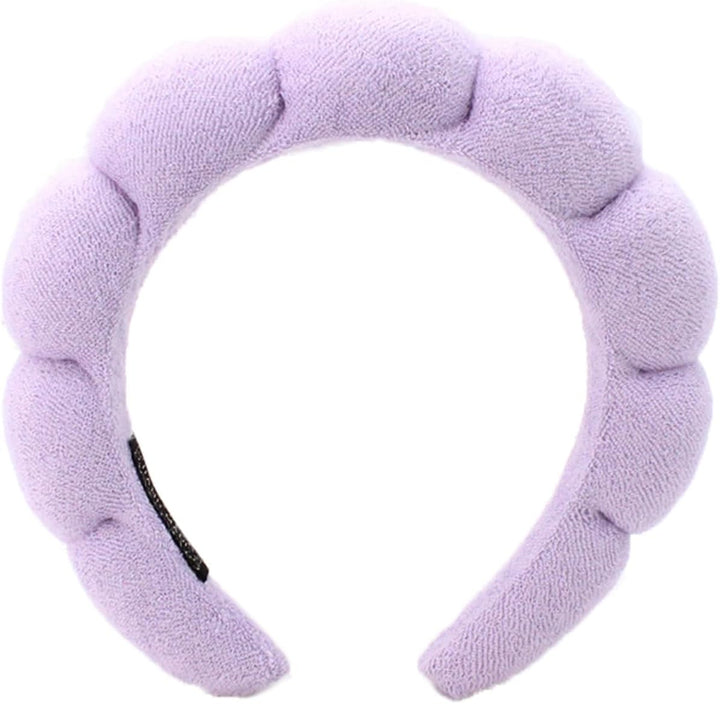 Puffy Makeup Headband Spa Headbands for Women Sponge & Terry Towel Cloth Fabric Cute Skincare Headband for Face Washing, Makeup Removal, Shower, Facial Mask (Pink)