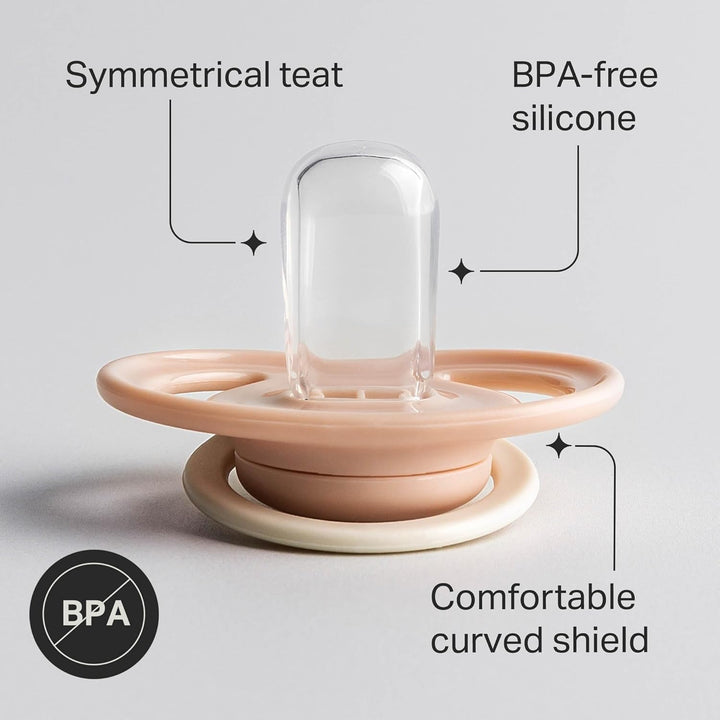 Newborn Soothers, 0-2 Months, Muted Colours, Matte Texture, Symmetrical Design, Pack of 6