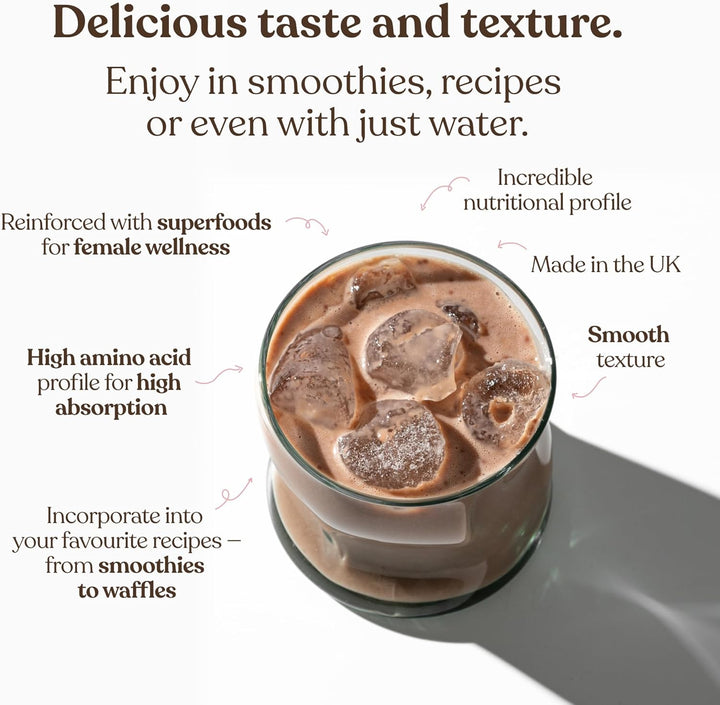 Vegan Protein Powder | Formulated for Women | 600G | 20G Protein with Added Nutrients | Gluten & Soy Free Plant-Based Nutrition Shake | Pea & Hemp Isolate Protein | Chocolate Flavour