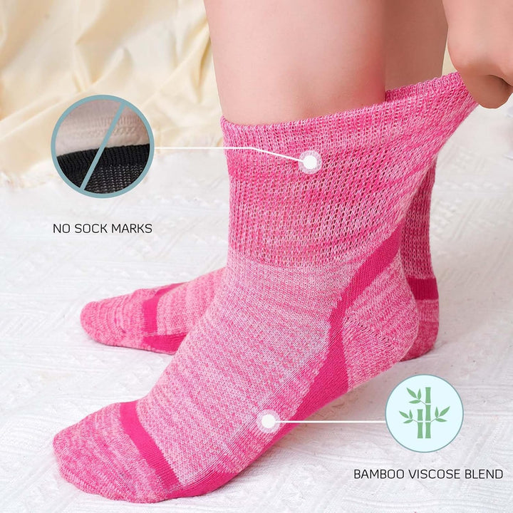 Bamboo Diabetic Socks for Women: Extra Wide Top Ankle Socks for Men - Non Elastic Gentle Loose Seamless for Swollen Feet Size 6-11 5 Pairs