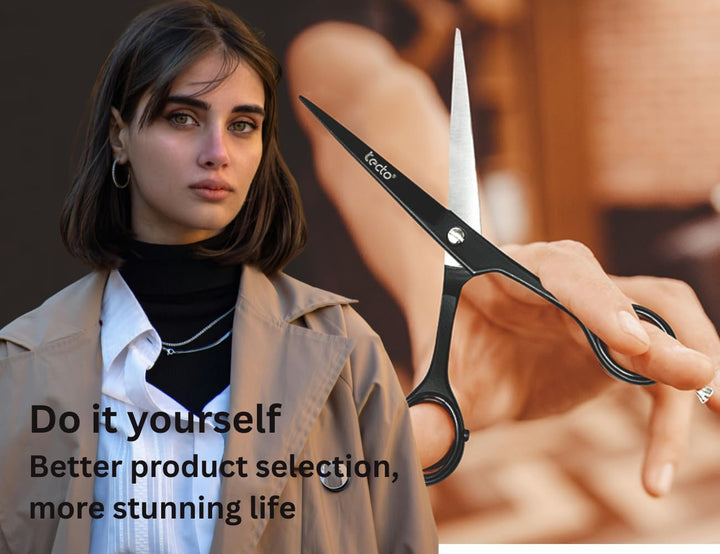 6" Hair Dressing Scissors Sharp, Hair Cutting Scissor for Professional, Hairdressers Barbers Stainless Steel Hair Cutting Shears, Sharp Hair Scissors for Women, Men, Children and Adults (Black)