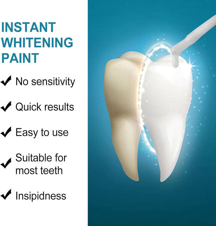 Professional Tooth Paint and Whitening Pen with Strips - Instant Teeth Whitening Essence and Enamel