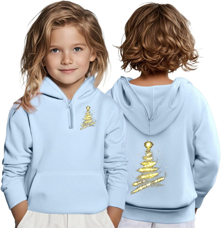 Boys Print Hooded Pullover Sweatshirt with Zipper Eyelets and Pocket for Kids Casual Wear for Men