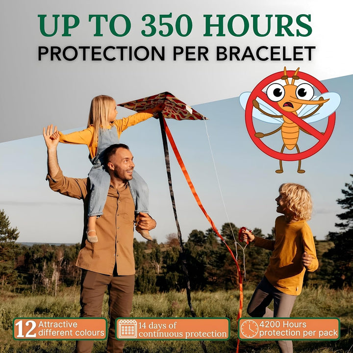 Mosquito Repellent Bracelet 12 Pcs, Adjustable Leather Band, Deet Free Travel Essentials, Insect Repellent Bracelet - 350 Hours Mosquito Repellent, Natural Anti-Mosquito Suitable for All Ages.