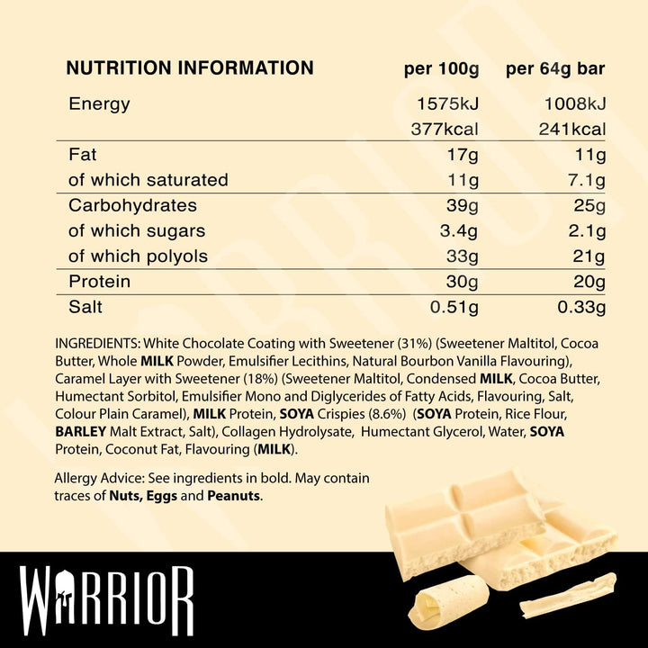 Crunch - High Protein Bars - 20G Protein Each Bar - Low Carb, Low Sugar Snack - 12 Pack X 64G (White Chocolate)