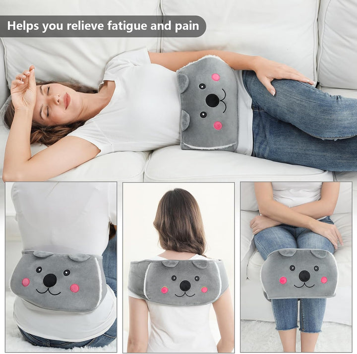 Hot Water Bottle Belt, Wearable Long Hot Water Bottle with Cover for Women, Portable Natural Rubber Hot Water Bag with Soft Flannel Cover for Neck, Period Pain, Shoulder, Waist Warm