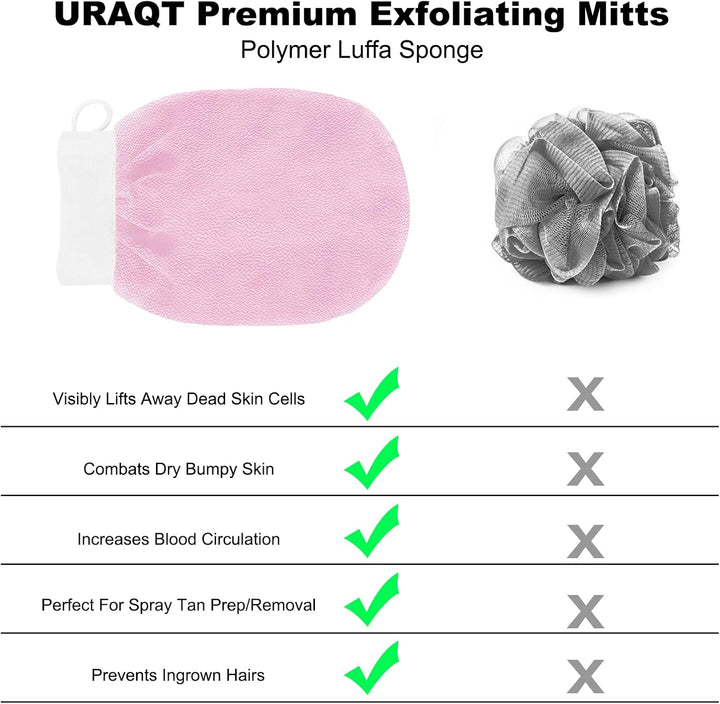 Exfoliating Gloves, 3 Pack Body Scrub Glove Bath SPA Exfoliating Mitts, Dual-Sided Deep Clean Exfoliation Scrubbing Mitt, Dead Skin Remover Glove Deep Body Scrubber（White+Pink+Black）