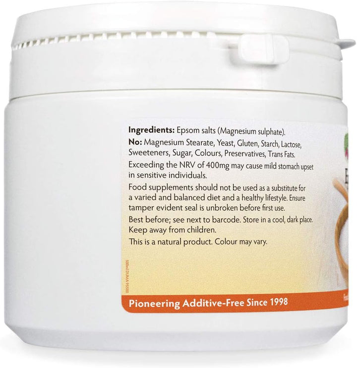 Pure, Food Grade Epsom Salts, Magnesium Sulphate, Vegan, Non-Gmo, Widely Used to Help Relax Aching and Tired Muscles after Sports and Exercise, Resealable Container, Easy to Use (400G)