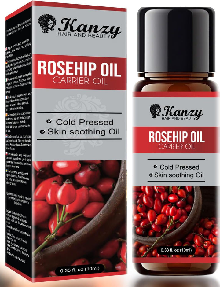 Kanzy Rosehip Oil for Face 120Ml Rosehip Oil Organic Cold Pressed Rose Hip Oil for Face 100% Pure Vegan Cruelty Free for Skin, Hair, Nails, and Body for Nourishment, Dryness, Fine Lines and Scars