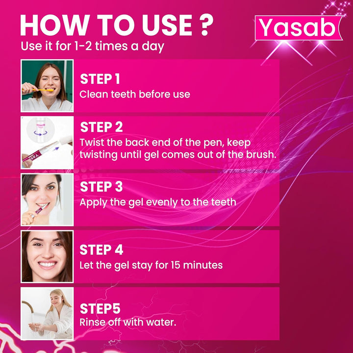 Teeth Whitening Pen - Fast, Easy and Travel-Friendly | Instant Brightening | Enamel Safe Gel | No Sensitivity | Peroxide-Free | Remove Stains | Organic Mint Flavor