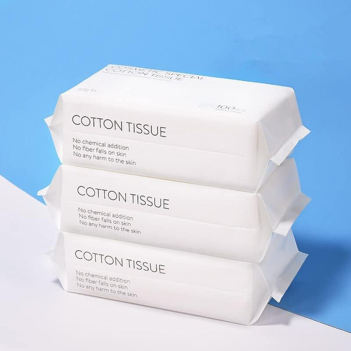 Disposable Soft Dry Wipes, Simple Wet and Dry Cleansing Face Towel, Skincare Facial Cotton Tissue, for Sensitive Skin & Baby Care & Makeup Removing & Surface Cleaning (1Pack=100Pcs)
