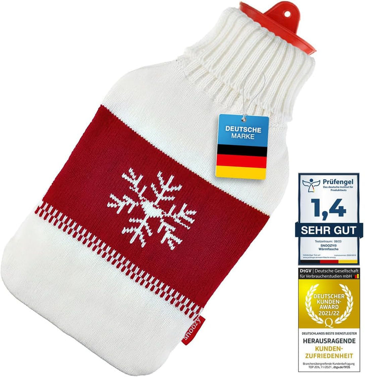 ® Hot Water Bottle with Soft and Cuddly Cover XXL with 2 Litre Volume for Long-Lasting Warmth; 100% Natural Rubber. (Without Cover)