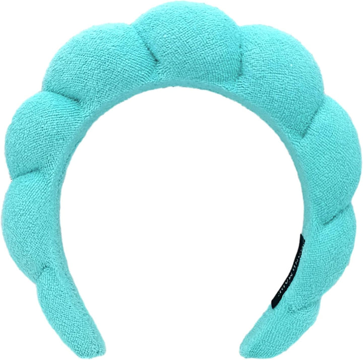 Puffy Makeup Headband Spa Headbands for Women Sponge & Terry Towel Cloth Fabric Cute Skincare Headband for Face Washing, Makeup Removal, Shower, Facial Mask (Pink)