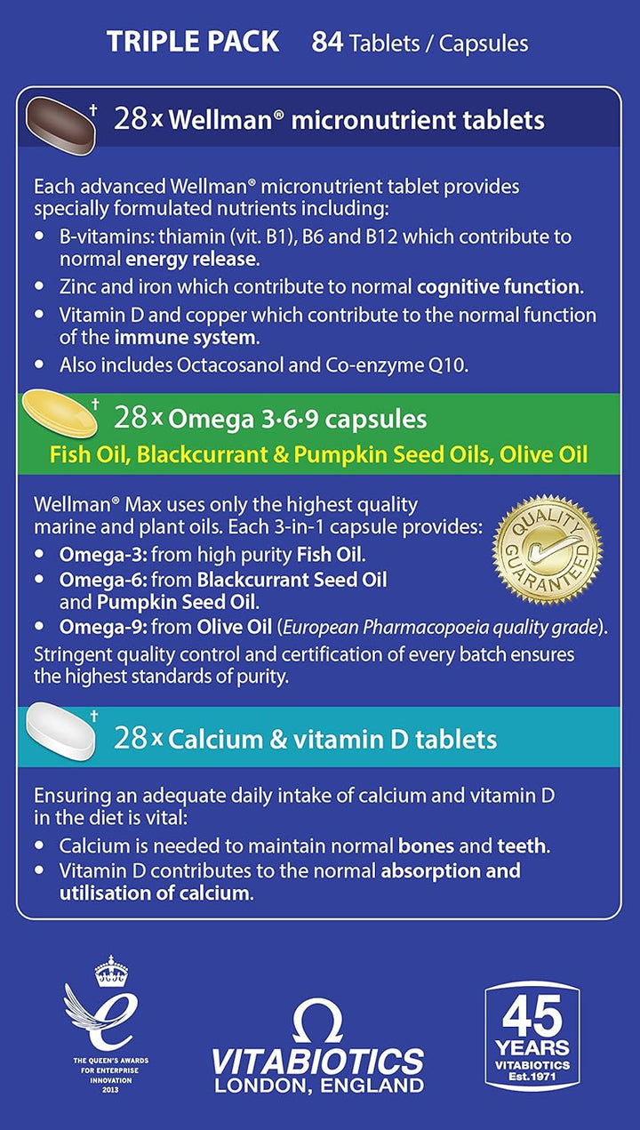 Max - Maximum Strength Multivitamin Formula Mix with Support for Energy, Immune System, Testosterone Level, Bone Health, Brain Health,Heart Health and Vision Health, 84 Tablets by